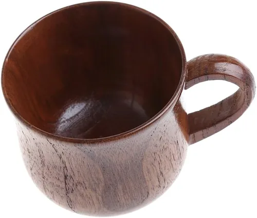 Vista 4 de Tebatu Taza de madera Primitiva hecha a mano de madera natural café cerveza jugo leche té taza