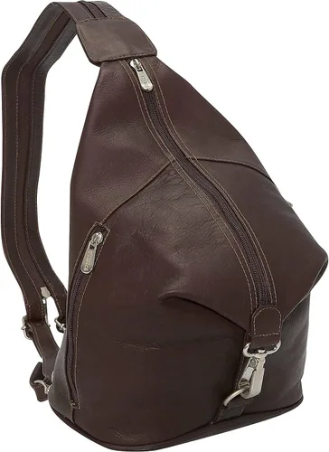 Vista 6 de Piel Leather Eslinga Hobo con tres cremalleras, Chocolate, Eslinga Hobo con tres cremalleras