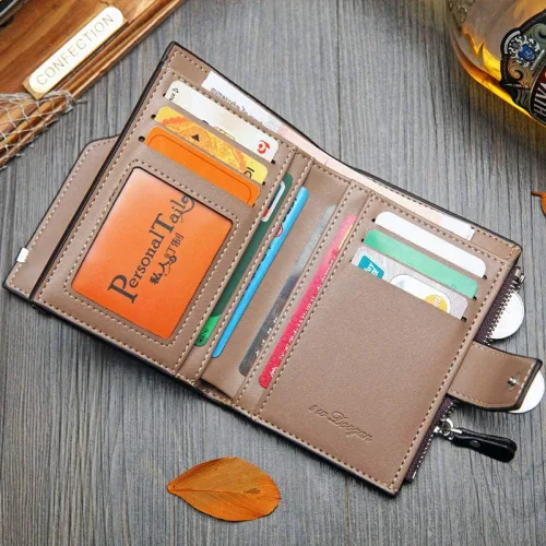 Vista 5 de MOTOZA Korean Casual Men's Wallet Short Vertical Multifunctional Card Holder Zipper Buckle Wallet