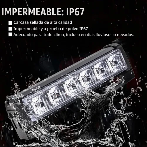 Vista 5 de Luces de advertencia de emergencia LED 2 en 1 de 12V para tablero con luces estroboscópicas con botón de interruptor, barra de luz intermitente