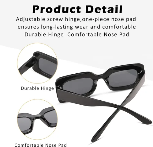 Vista 2 de Braylenz Gafas de sol rectangulares de moda para mujer marco cuadrado estrecho 100 bloqueo UV