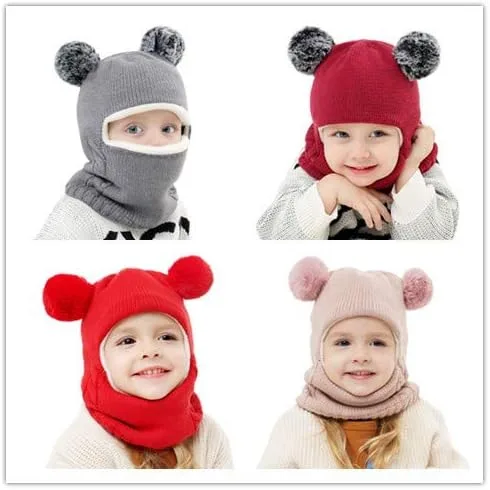 Vista 6 de Conjunto de gorro con bufanda invernales para bebés y niños, unisex