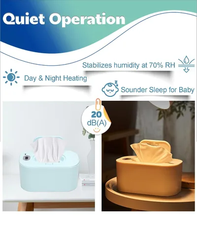 Vista 4 de Calentador de Toallitas para Bebé, Dispensador Portátil de Toallitas Húmedas con Alimentación USB y Control de Temperatura, Calentador de Toallas