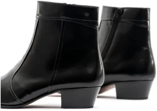 Vista 6 de Club Cubano EMMANUEL Botas de tacón cubano de cuero liso para hombre color negro