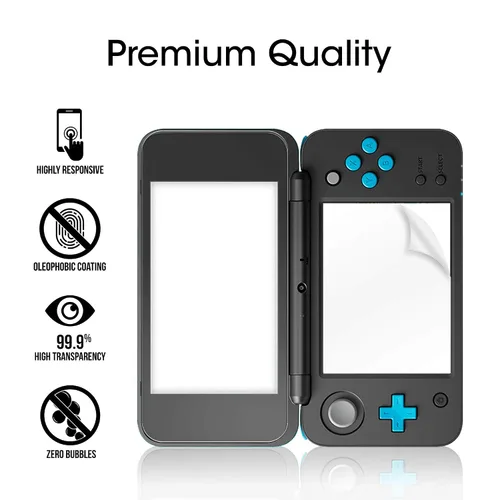 Vista 3 de amFilm Nintendo 2DS XL Screen Protector Pack, 2 GLASS Top, 4 PET Bottom Screen Protectors for New Nintendo 2DS XL 2017 (6 Protectors in Package)