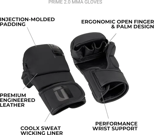 Vista 2 de Tigear Guantes Prime 2.0 MMA – Guantes híbridos de agarre y entrenamiento para hombres y mujeres Diseño de palma abierta con acolchado resistente