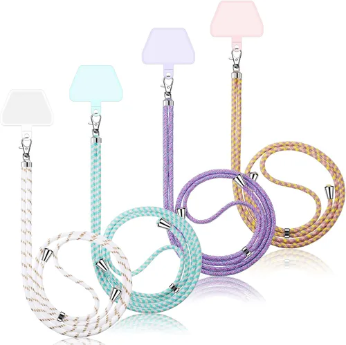 Vista 18 de Weewooday 4 piezas de cordón para teléfono con correa cruzada universal para teléfono celular, cordón para el cuello con parche para mujeres, Negro