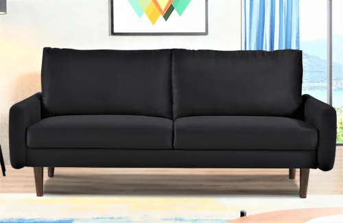 Vista 8 de Container Furniture Direct Kent - Sofá de terciopelo para salas de estar modernas y espacios compactos, cómodo sofá de 3 plazas, muebles de estudio