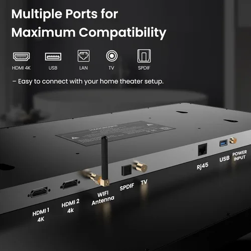Vista 11 de Haocrown - Espejo de baño inteligente 4K Ultra HD de 32 pulgadas, IP66 impermeable, sistema operativo Android 13, control remoto de voz