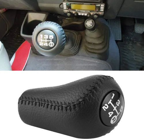 Vista 5 de 33504-20120-C0 - Pomo de palanca de cambios de cuero negro con gran sensación de mano, palanca de cambios para Toyota 4Runner/Pickup/Hilux Surf/Land