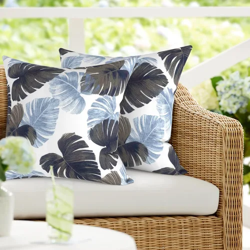 Vista 12 de DYTXIII Paquete de 2 almohadas lumbares impermeables para exteriores con rellenos, 12 x 20 pulgadas, almohada decorativa rectangular para patio