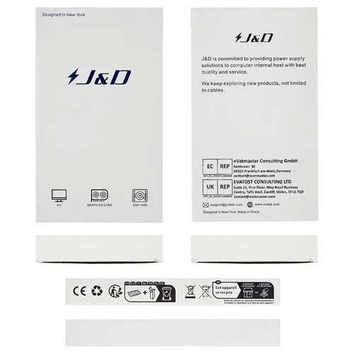 Vista 8 de J&D Cable de extensión de alimentación SATA de 15 pines (paquete de 2), cable Sata macho a hembra, extensión de cable de alimentación SATA, 10