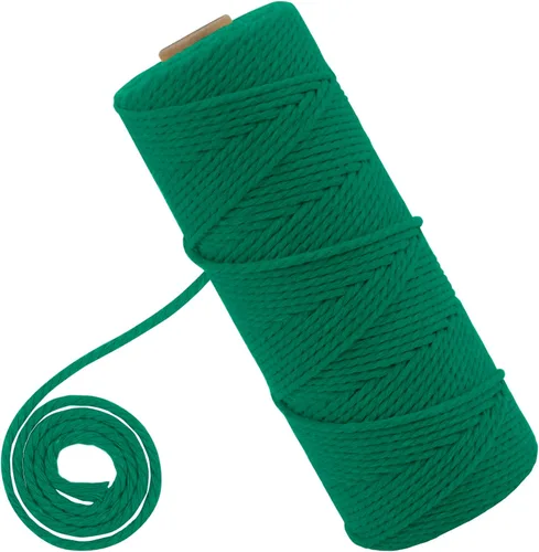 Vista 19 de CAMAL Cordón de macramé de 0.079 pulgadas x 109 yardas, cuerda de color trenzado de 3 hebras de algodón natural para tejer, atrapasueños, colgar