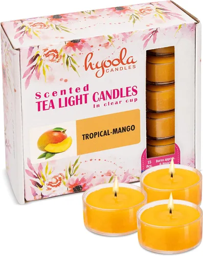 Vista 19 de HYOOLA Velas aromáticas de vela – Taza transparente – Velas perfumadas de vainilla – 6 horas de tiempo de combustión – Paquete de 15 – Fabricado