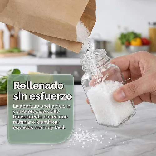 Vista 4 de Tebery Juego de 16 saleros y pimenteros transparentes, estilo retro, con tapas de acero inoxidable
