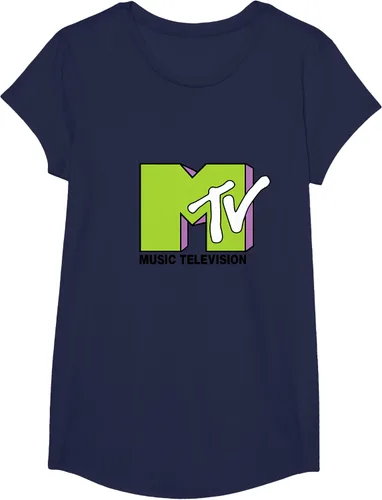 Vista 68 de Camiseta de tratamiento de relleno con logotipo MTV verde lima y morado, Negro, S Azul Marino