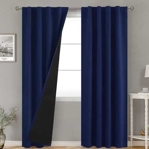 Vista 30 de BGment Cortinas 100% opacas beige de 63 pulgadas de largo con forro aislante térmico, bolsillo para varilla y lengüeta trasera de doble capa