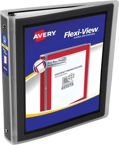 Vista 10 de Avery Flexi-View - Carpeta de 3 anillas, anillos redondos de 1.5 pulgadas, 1 carpeta negra For Everyday School, Home and Office Use, Preprinted