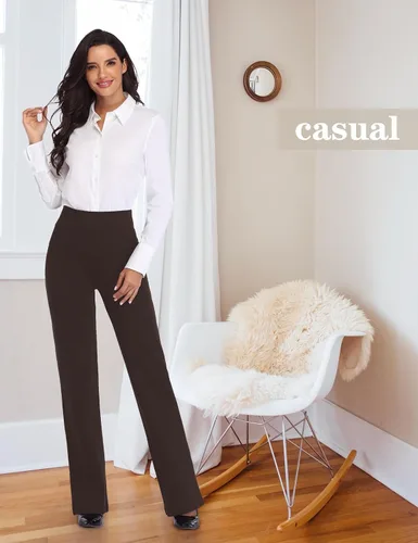 Vista 7 de Tapata Women Dress Pants 28"30"32"34" High Waist Stretchy Bootcut Pants Tall, Petite, Regular for Office Business Casual