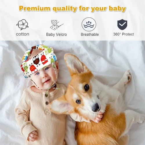 Vista 4 de Casco de seguridad para bebés pequeños, cojín ajustable, transpirable, sombrero de protección para bebés