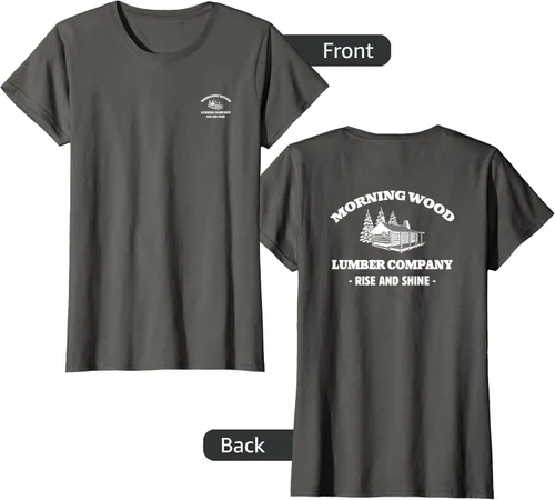 Vista 10 de Morning Wood Lumber Company - Camiseta con estampado de espalda delantera, Negro, S