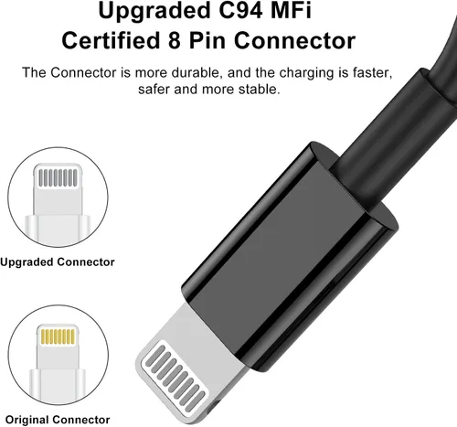 Vista 5 de Cargador de iPhone de 3 pies, cable de carga USB A a Lightning, cable Lightning original de 3 pies a USB, cable de carga de iPhone de 3 pies