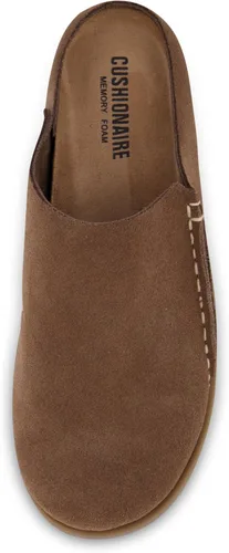 Vista 5 de CUSHIONAIRE Zuecos con plantilla de piel auténtica de arcilla para mujer con relleno cómodo