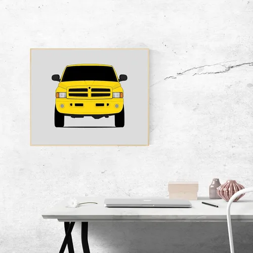 Vista 9 de Custom Car Posters Handmade Poster compatible with Dodge Ram 1500 (1998-2002) 2nd Generation Print Wall Art Décor - 24x36 Metallic Print (Unframed)