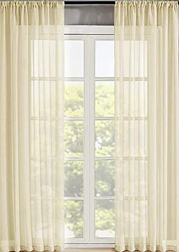 Vista 20 de Sapphire Home Cortinas traslúcidas negras de 63 pulgadas de largo, juego de 2 paneles de cortinas traslúcidas, filtrantes de luz, cortinas Negro