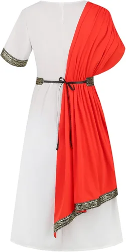Vista 2 de yolsun Disfraz de Toga griega para niños góstume de diosa griega antigua para niñasniños disfraz de rey romano de Halloween