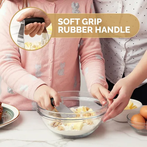 Vista 2 de Zulay Kitchen Batidora de masa – Cortador de repostería de acero inoxidable, cortador de masa resistente con cuchillas, batidora de pastelería