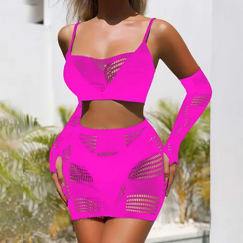 Vista 2 de Lencería para mujer, sexy body de red para sexo, trajes de stripper traviesos, encaje hueco, falda camisola, exótico, peluche, babdoll Nighty