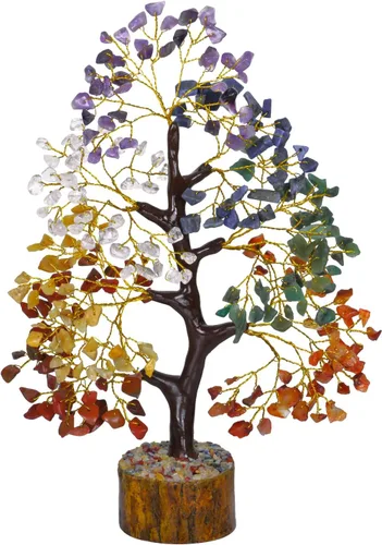 Vista 8 de NARIBABU Árbol de la vida de 7 chakras, árbol de cristal, cristales y piedras preciosas, cristales curativos, regalos de cumpleaños para mujeres