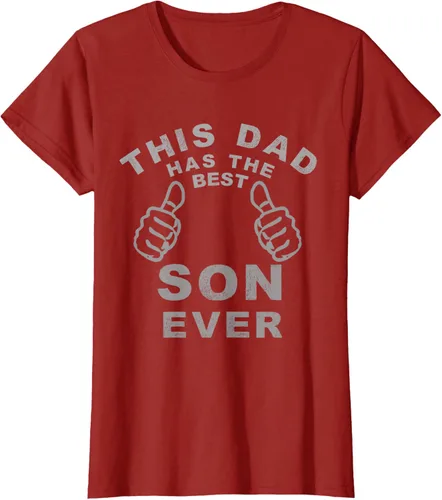 Vista 28 de Camiseta con texto en inglés "This Dad Has the Best Son Ever", regalo del día del padre, Negro
