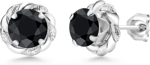 Vista 310 de Gem Stone King Aretes de plata de ley 925 de 0.236 in con piedra natal redonda para mujer