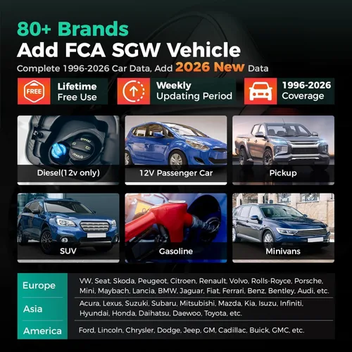 Vista 4 de LAUNCH Escáner OBD2 2026 US Ver. CRP123X V2.0 Elite, 7 herramienta de escaneo de restablecimiento, FCA SGW, lector de código de transmisión SRS ABS