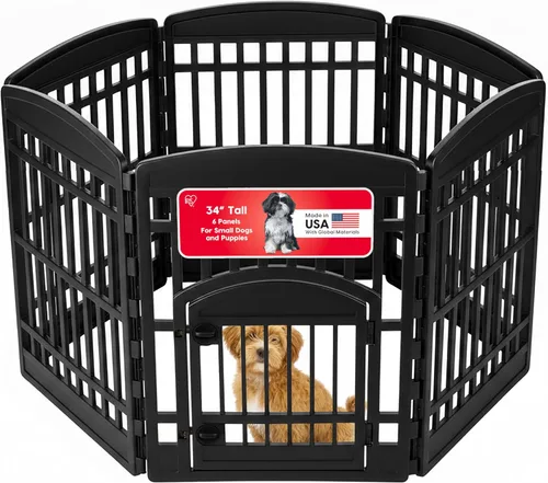 Vista 21 de IRIS USA Corralito para perros de 4 paneles de 24" con puerta, 35 x 35 x 24, corralito para cachorros, corralito para perros de interior, cerca