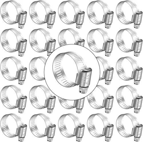 Vista 8 de Dianrui - Kit de surtido de 42 abrazaderas de manguera, abrazaderas de manguera de tornillo sin fin de acero inoxidable 304 de 1/4"–1-1/8" (6-29mm)