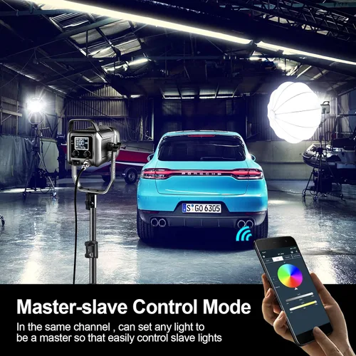 Vista 7 de GVM - Kit de luz de video RGB de 150 W, 2700 K ~ 7500 K, luz de video LED bicolor, kit de iluminación de estudio de fotografía con linterna softbox