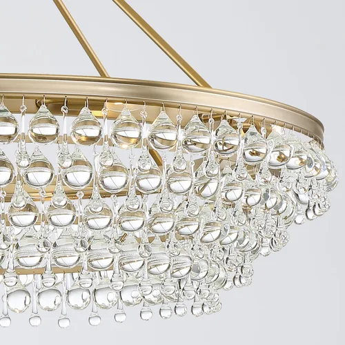 Vista 3 de Calypso - Candelabro de 8 luces de cristal con forma de lágrima dorada vibrante, lámpara de techo - Candelabros para pasillo, sala de estar Dorado