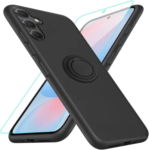 Vista 14 de Para Ulefone Note 16 Pro Funda De Teléfono Con Protector De Pantalla De Vidrio, Soporte De Anillo Giratorio De 360 ° Soporte Magnético De Silicona