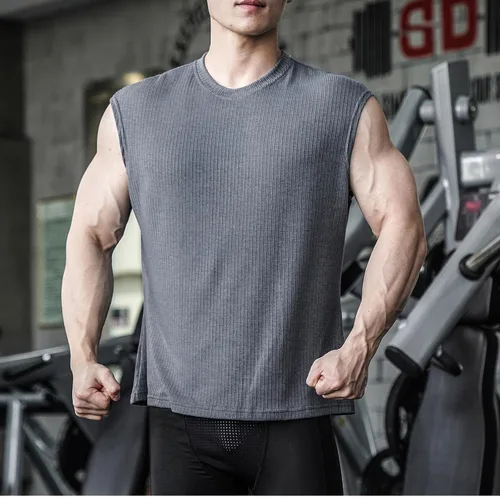 Vista 2 de Chalecos de yoga para hombre, chaleco sin mangas para hombre, cuello barco, acanalado, ganchillo, camisola sin mangas, chaleco de otoño y verano 2024