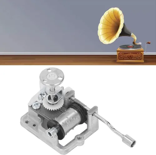 Vista 2 de Pilipane 18 Note Musical Mechanism Movement Retro Style Alloy Hand Crank Music Box Mechanism Replacement for Home Decor DIY Craft Projects