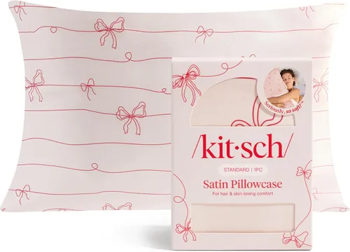 Vista 24 de Kitsch Funda de almohada de satén con cremallera, tamaño estándar, Aura