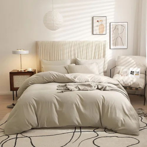 Vista 10 de VClife Juego de ropa de cama verde salvia, tamaño queen, microfibra lavada, funda de edredón verde con cierre de cremallera (sin edredón), ultra