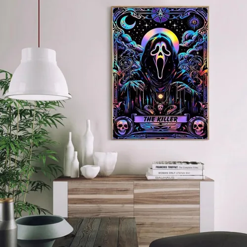 Vista 4 de SOTYIOO Kits de pintura por números de Halloween para adultos, pintura por números para adultos principiantes, dibujo y pintura con pinceles