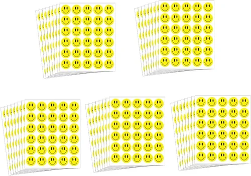 Vista 7 de Hcode Pegatinas de cara feliz de 1 pulgada redondas coloridas calcomanías de recompensa para profesores, 1200 unidades (multicolor)