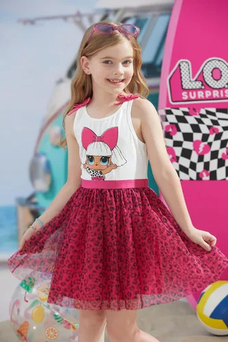 Vista 2 de L.O.L. Surprise! Girls Dress Summer Mesh Causal Tutu Princess Dress for Girls 3-10 Years
