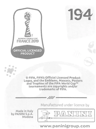 Vista 2 de Panini FIFA - Calcomanías para álbumes de la Copa Mundial Femenina de Francia 2019 (solo adhesivo individual) Fútbol #194 Hayley Raso Australia 2