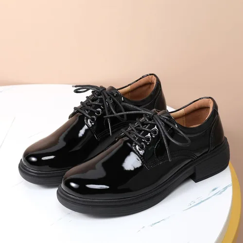 Vista 7 de OKJ Zapatos Oxford para mujer, zapatos Oxford negros para mujer, con plataforma de cuero, cómodos y elegantes, mocasines con cordones, casuales